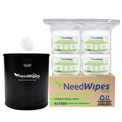 starter pack wall mounted dispenser and 1000 count biodegradable antibacterial need wipes
